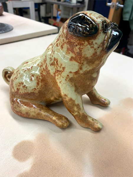 Soda Fired Pug Sculpture