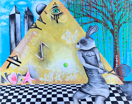 rabbit playing tennis