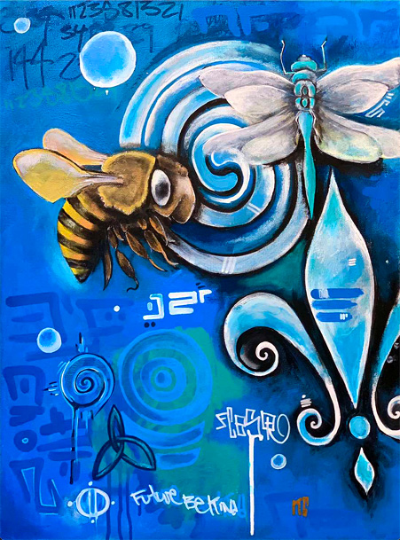 honey bee and dragon fly